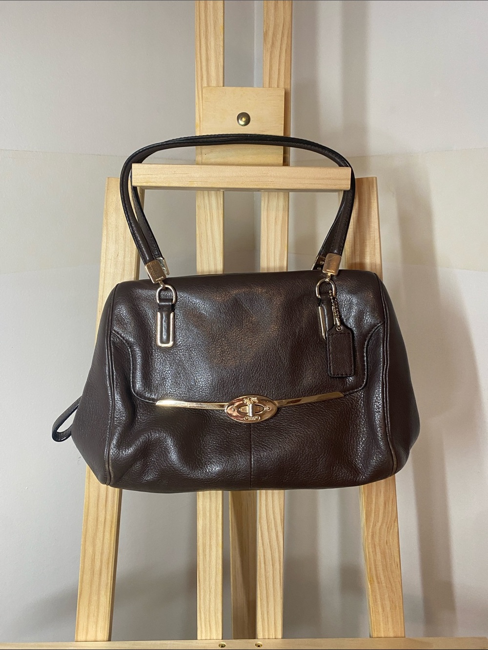 Coach Madison Small Madeline East West Satchel | Brown Pebbled Leather | Style 2